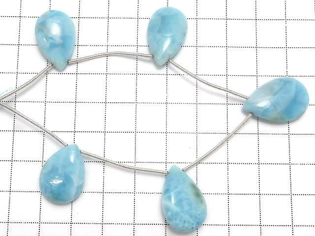 [Video][One of a kind] Larimar Pectolite AA++ Pear shape (Smooth) 1strand (5pcs) NO.15