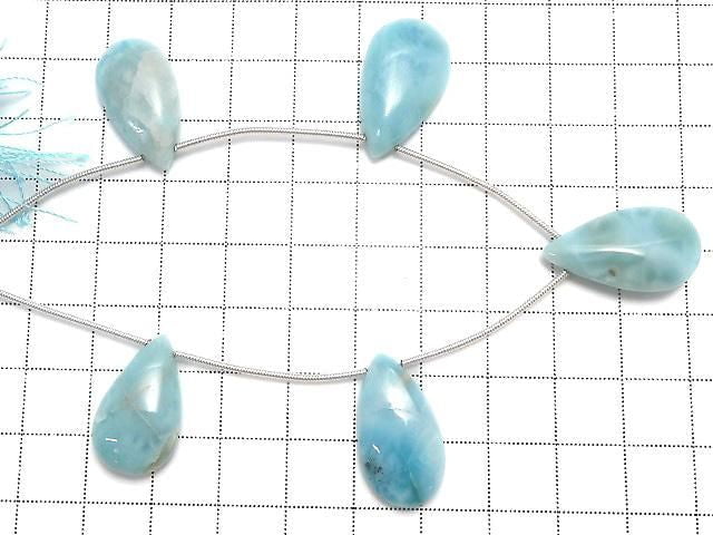 [Video][One of a kind] Larimar Pectolite AA++ Pear shape (Smooth) 1strand (5pcs) NO.16