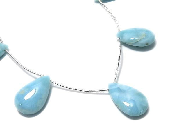 [Video][One of a kind] Larimar Pectolite AA++ Pear shape (Smooth) 1strand (5pcs) NO.17