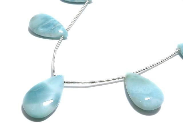 [Video][One of a kind] Larimar Pectolite AA++ Pear shape (Smooth) 1strand (5pcs) NO.19