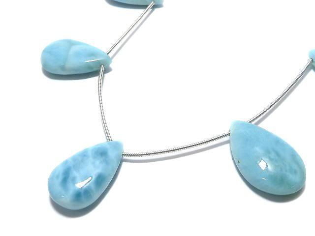 [Video][One of a kind] Larimar Pectolite AA++ Pear shape (Smooth) 1strand (5pcs) NO.20