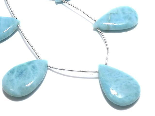 [Video][One of a kind] Larimar Pectolite AA++ Pear shape (Smooth) 1strand (5pcs) NO.22
