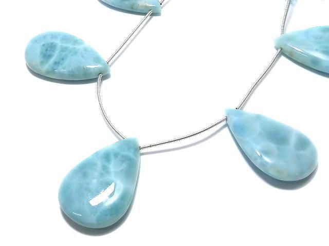 [Video][One of a kind] Larimar Pectolite AA++ Pear shape (Smooth) 1strand (5pcs) NO.23