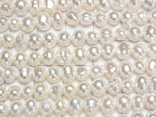 [Video] Fresh Water Pearl AA White Potato 5-7mm Pearl Coated 1strand beads (approx. 15 inches/38 cm)