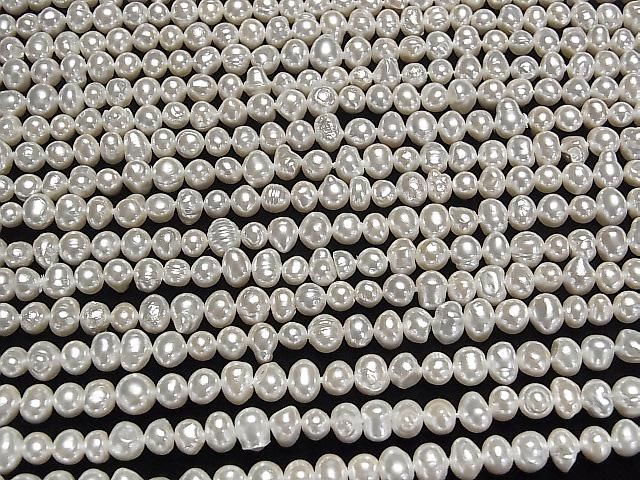 [Video] Fresh Water Pearl AA White Potato 5-7mm Pearl Coated 1strand beads (approx. 15 inches/38 cm)