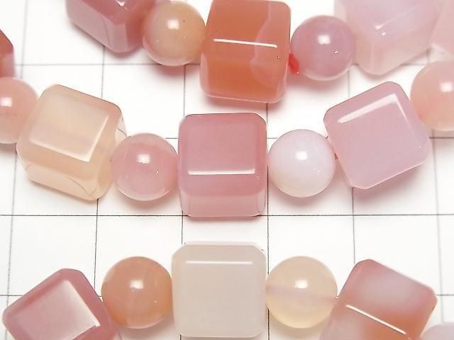 [Video] Apricot Agate Cube 10mm & Round 8mm Bracelet