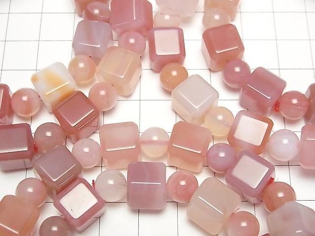 [Video] Apricot Agate Cube 10mm & Round 8mm Bracelet