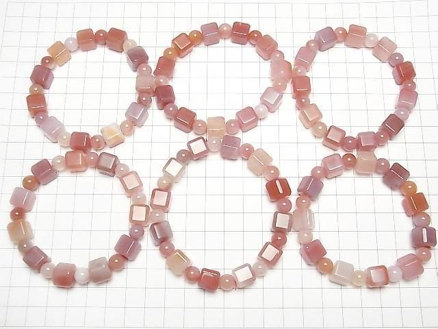 [Video] Apricot Agate Cube 10mm & Round 8mm Bracelet