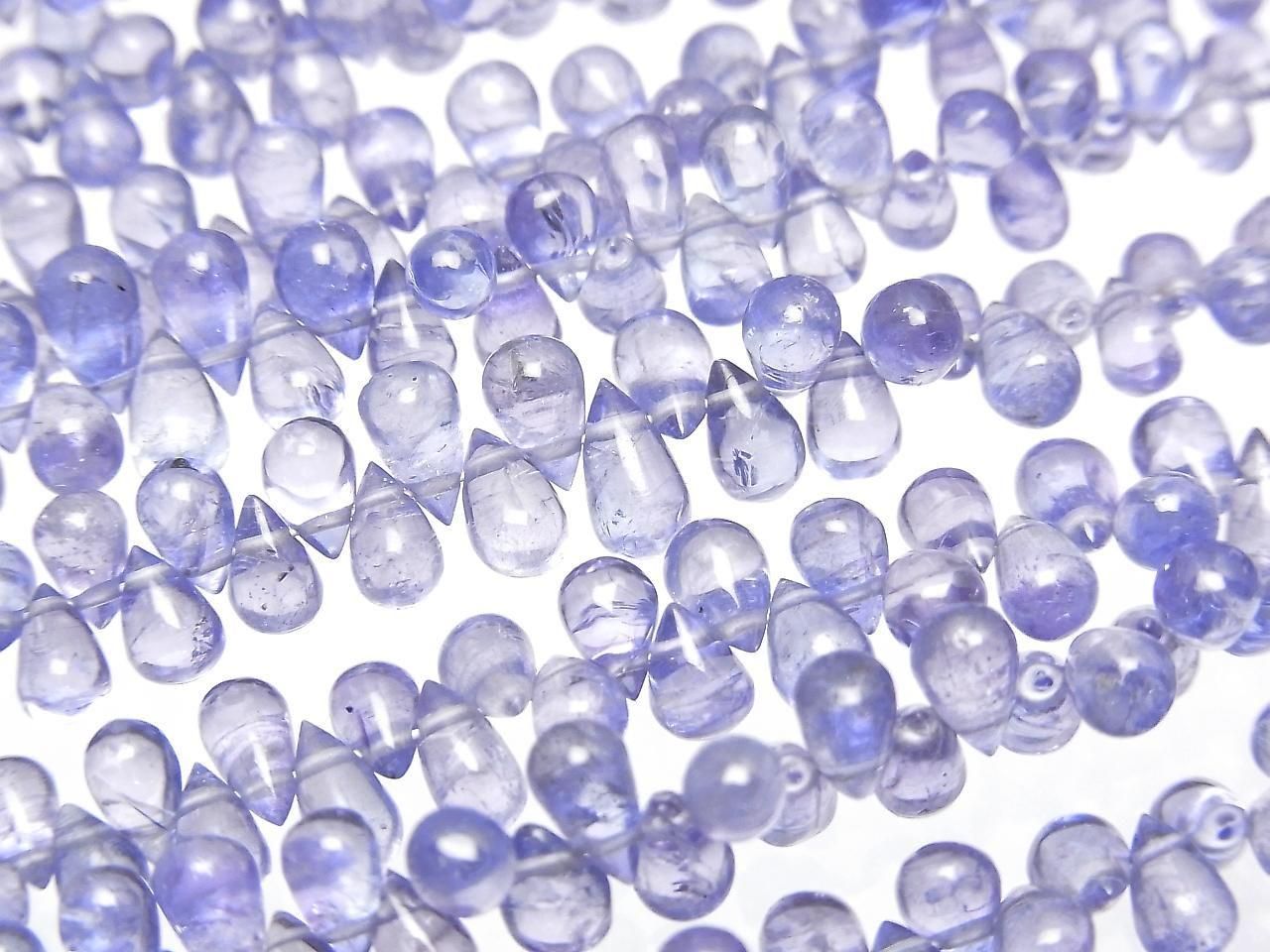 [Vidéo] Gouttelettes de Tanzanite AAA de Haute Qualité (Lisses) Perles demi ou 1 fil (env. 7 pouces/18 cm)