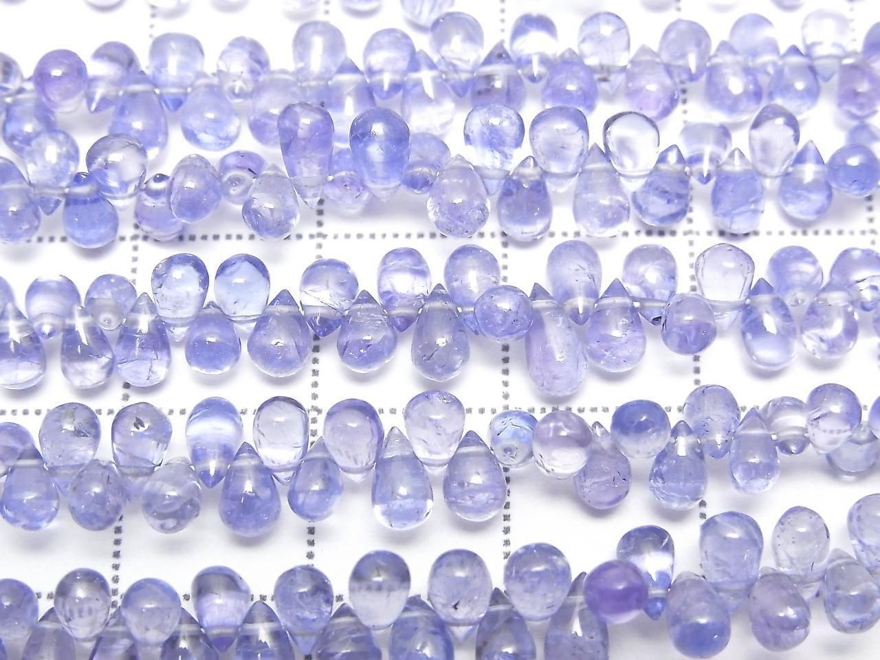 [Vidéo] Gouttelettes de Tanzanite AAA de Haute Qualité (Lisses) Perles demi ou 1 fil (env. 7 pouces/18 cm)