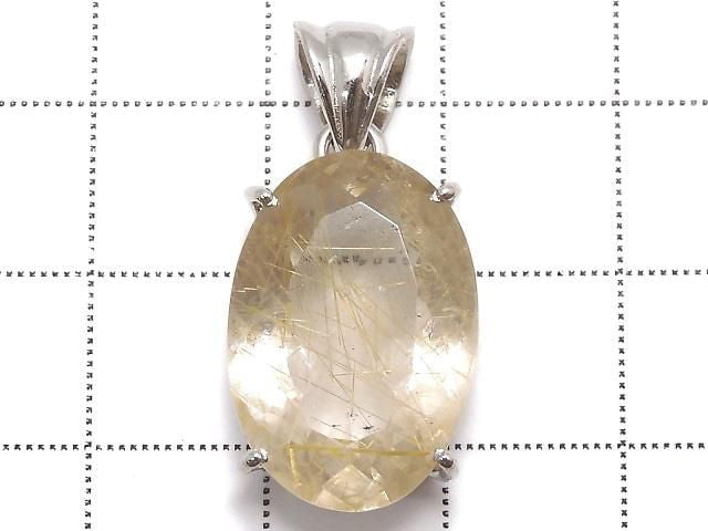 [Video][One of a kind] High Quality Rutilated Quartz AAA- Pendant Silver925 NO.19