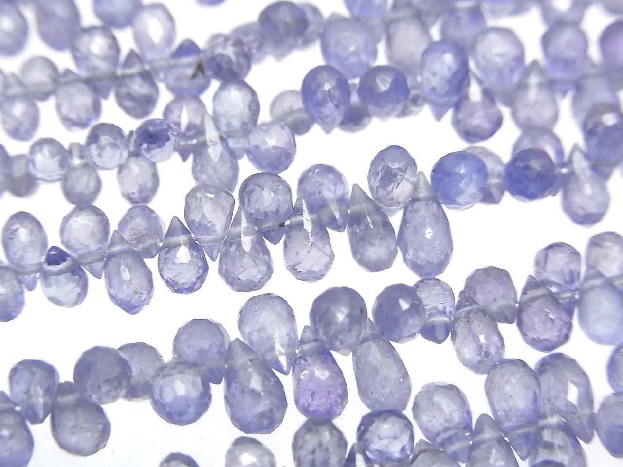 [Vidéo] Perles de tanzanite de haute qualité AAA en goutte facettée briolette demi-fil ou un fil (environ 7 pouces/18 cm)