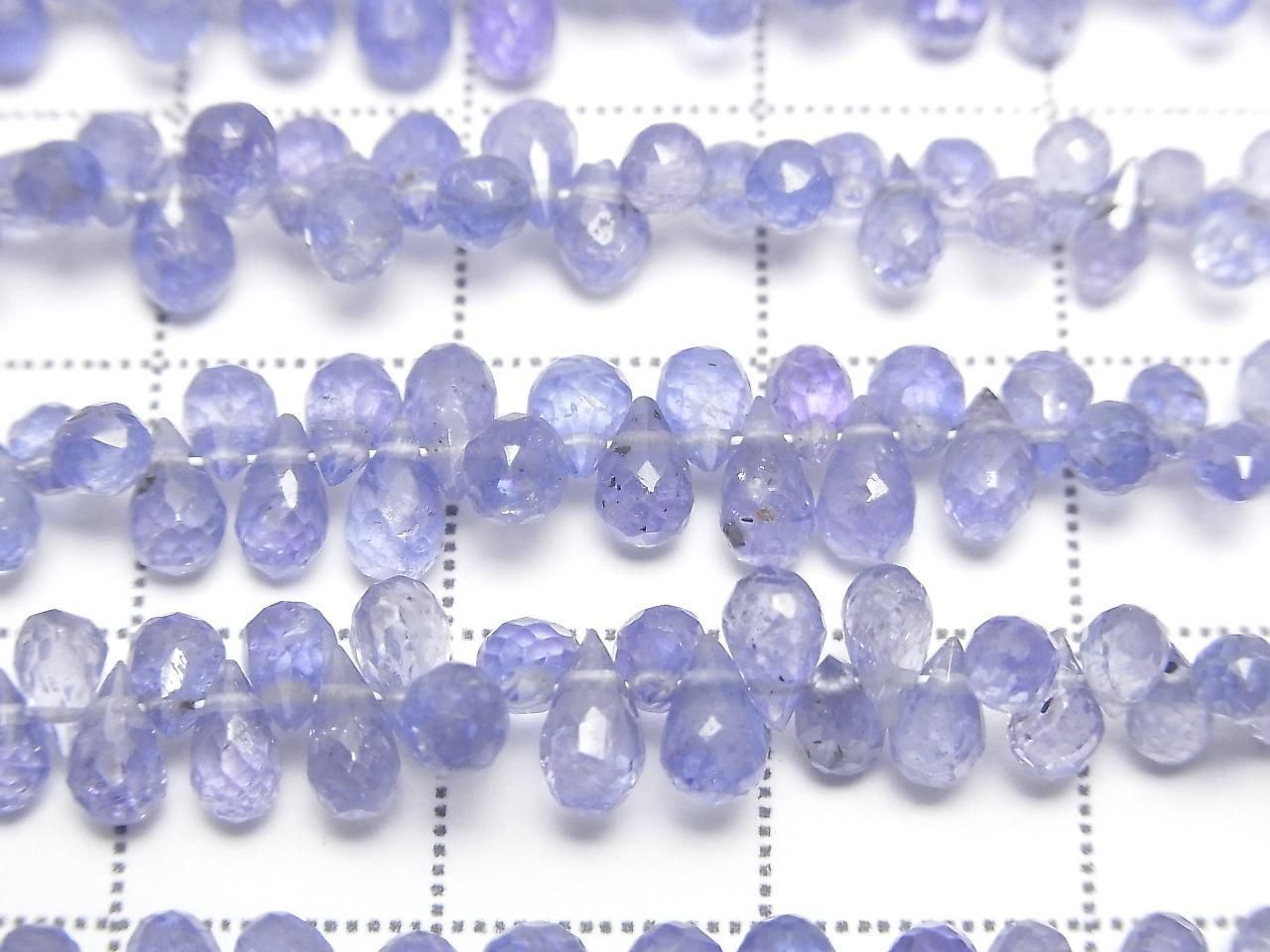 [Vidéo] Perles de tanzanite de haute qualité AAA en goutte facettée briolette demi-fil ou un fil (environ 7 pouces/18 cm)