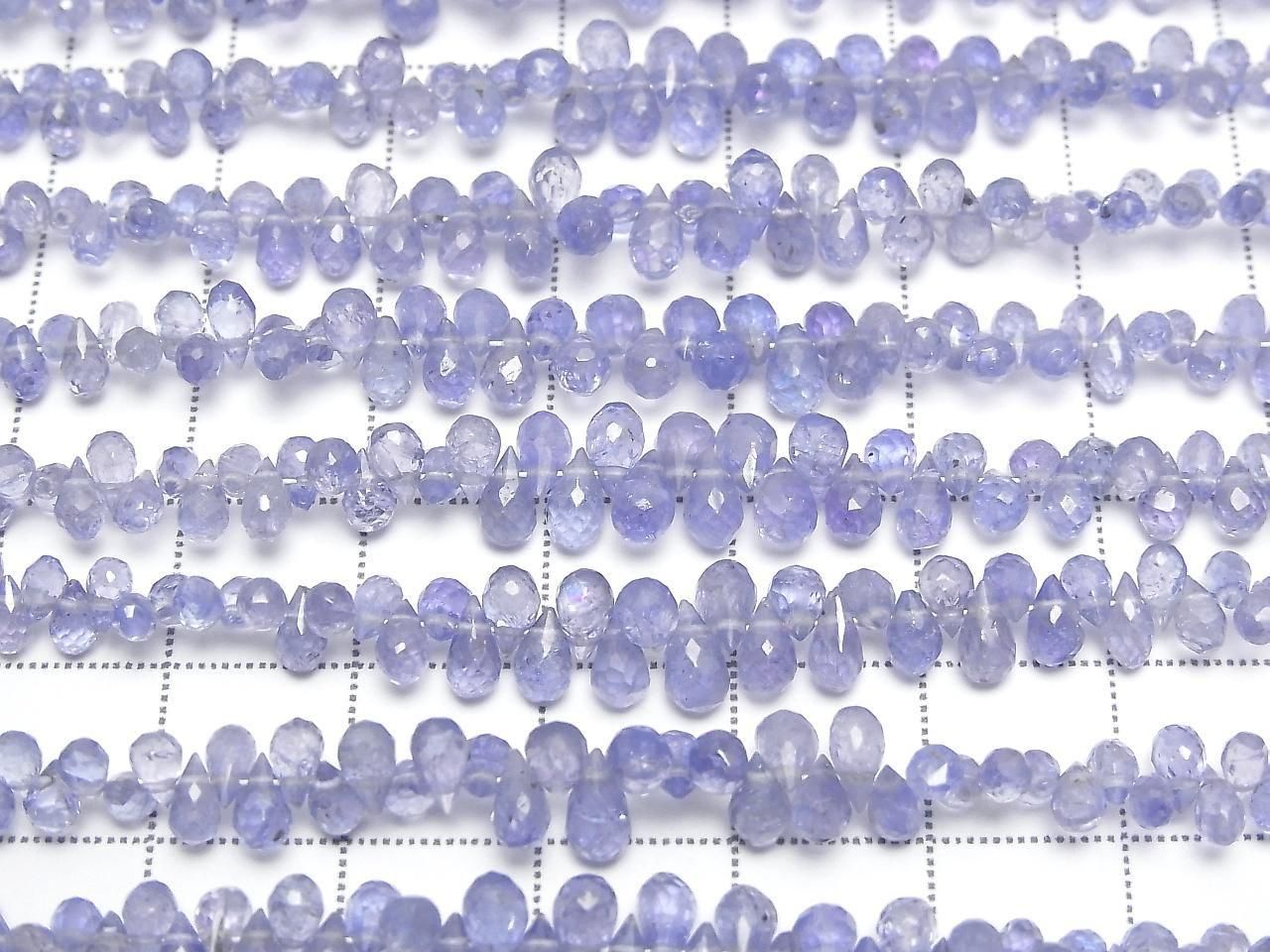 [Vidéo] Perles de tanzanite de haute qualité AAA en goutte facettée briolette demi-fil ou un fil (environ 7 pouces/18 cm)