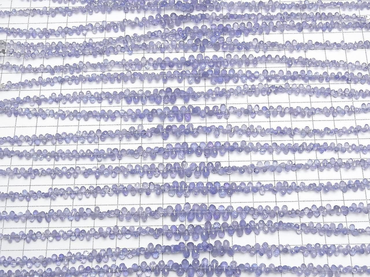 [Vidéo] Perles de tanzanite de haute qualité AAA en goutte facettée briolette demi-fil ou un fil (environ 7 pouces/18 cm)