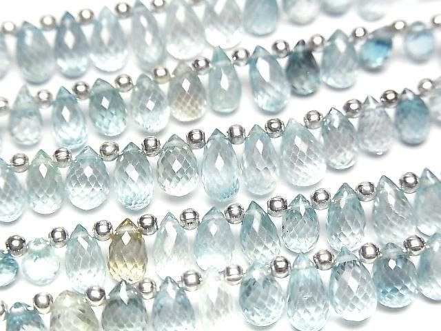 [Video] High Quality Natural Blue Zircon AAA Drop Faceted Briolette Half or 1strand beads (approx. 7 inches/18 cm)