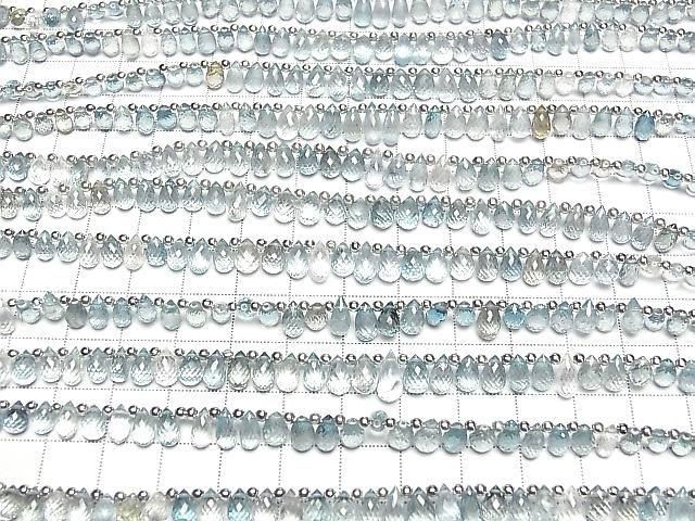 [Video] High Quality Natural Blue Zircon AAA Drop Faceted Briolette Half or 1strand beads (approx. 7 inches/18 cm)