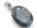 [Video][One of a kind] Rainbow Labradorite AAA- Faceted Pendant Silver925 NO.26