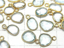 [Video] High Quality Sky Blue Topaz AAA Bezel Setting Freeform Rose Cut [One Side] 18KGP 3pcs