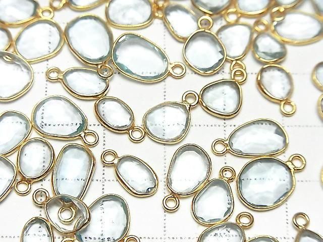 [Video] High Quality Sky Blue Topaz AAA Bezel Setting Freeform Rose Cut [One Side] 18KGP 3pcs