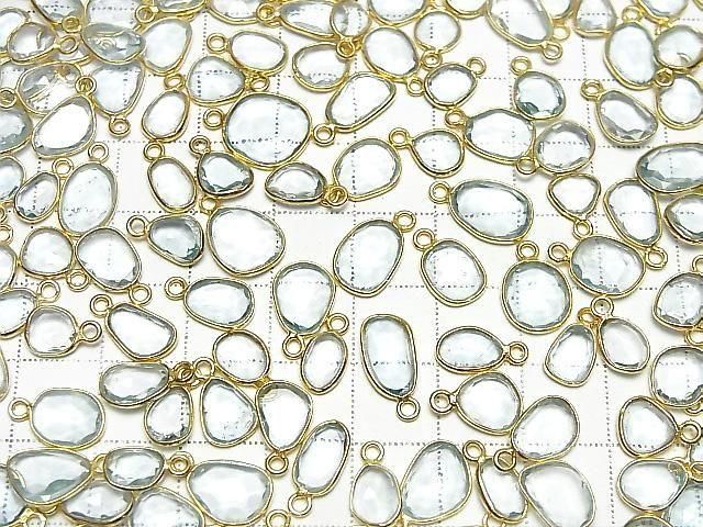 [Video] High Quality Sky Blue Topaz AAA Bezel Setting Freeform Rose Cut [One Side] 18KGP 3pcs