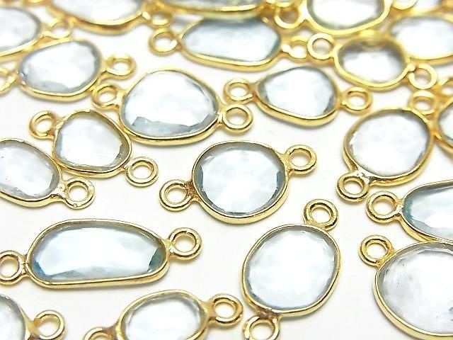 [Video] High Quality Sky Blue Topaz AAA Bezel Setting with Freeform Rose Cut [Both Sides] 18KGP 3pcs
