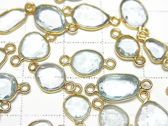 [Video] High Quality Sky Blue Topaz AAA Bezel Setting with Freeform Rose Cut [Both Sides] 18KGP 3pcs