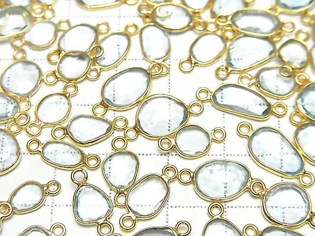 [Video] High Quality Sky Blue Topaz AAA Bezel Setting with Freeform Rose Cut [Both Sides] 18KGP 3pcs