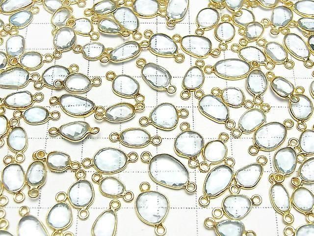 [Video] High Quality Sky Blue Topaz AAA Bezel Setting with Freeform Rose Cut [Both Sides] 18KGP 3pcs