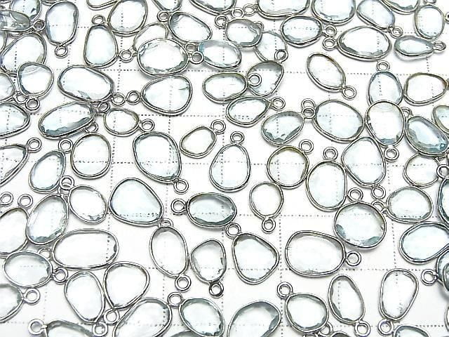 [Video] High Quality Sky Blue Topaz AAA Bezel Setting Freeform Rose Cut [One Side] Silver925 3pcs