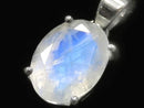 [Video][One of a kind] High Quality Rainbow Moonstone AAA Faceted Pendant Silver925 NO.74