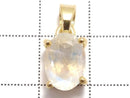 [Video][One of a kind] High Quality Rainbow Moonstone AAA Faceted Pendant 18KGP NO.76