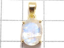 [Video][One of a kind] High Quality Rainbow Moonstone AAA Faceted Pendant 18KGP NO.79