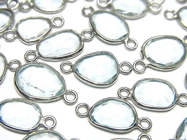 [Video] High Quality Sky Blue Topaz AAA Bezel Setting with Freeform Rose Cut [Both Sides] Silver925 3-Piece Set