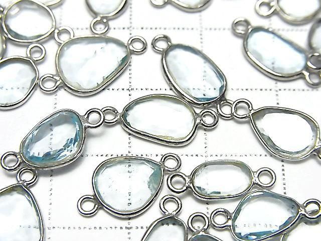[Video] High Quality Sky Blue Topaz AAA Bezel Setting with Freeform Rose Cut [Both Sides] Silver925 3-Piece Set