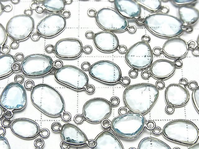 [Video] High Quality Sky Blue Topaz AAA Bezel Setting with Freeform Rose Cut [Both Sides] Silver925 3-Piece Set