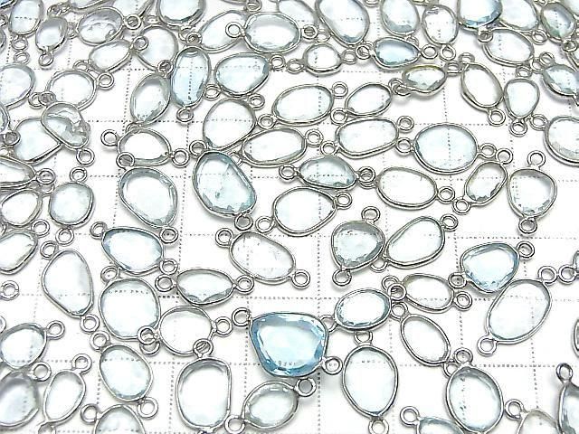 [Video] High Quality Sky Blue Topaz AAA Bezel Setting with Freeform Rose Cut [Both Sides] Silver925 3-Piece Set