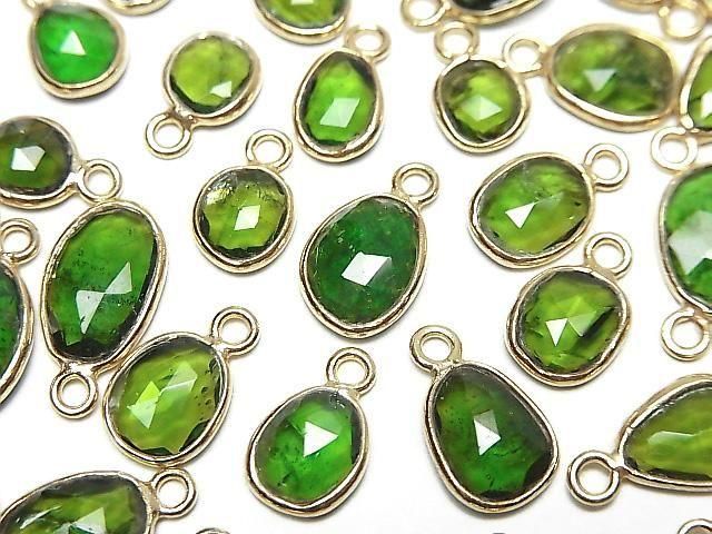 [Video] Chrome Diopside AA++ Bezel Setting Freeform Rose Cut [One Side] 18KGP 3pcs