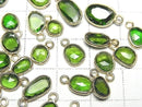 [Video] Chrome Diopside AA++ Bezel Setting Freeform Rose Cut [One Side] 18KGP 3pcs