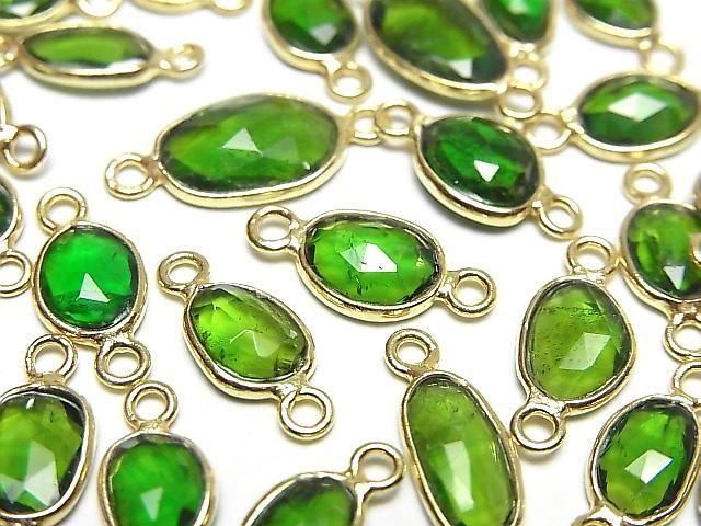 [Video] Chrome Diopside AA++ Bezel Setting Freeform Rose Cut [Both Sides] 18KGP 3pcs