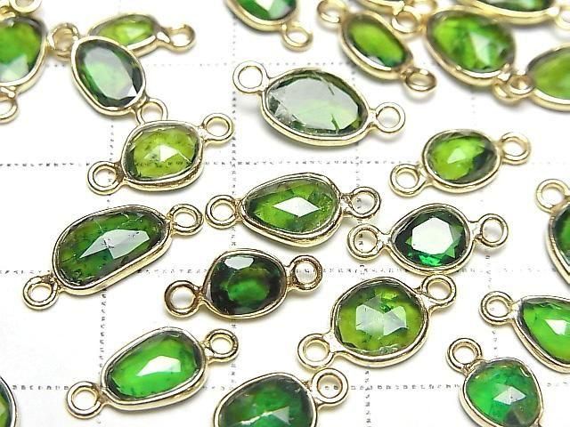 [Video] Chrome Diopside AA++ Bezel Setting Freeform Rose Cut [Both Sides] 18KGP 3pcs