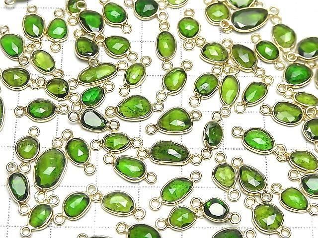 [Video] Chrome Diopside AA++ Bezel Setting Freeform Rose Cut [Both Sides] 18KGP 3pcs