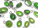 [Video] Chrome Diopside AA++ Bezel Setting Freeform Rose Cut [One Side] Silver925 3pcs