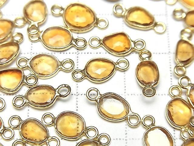 [Video] High Quality Citrine AAA Bezel Setting Freeform Rose Cut [Both Sides] 18KGP 3pcs