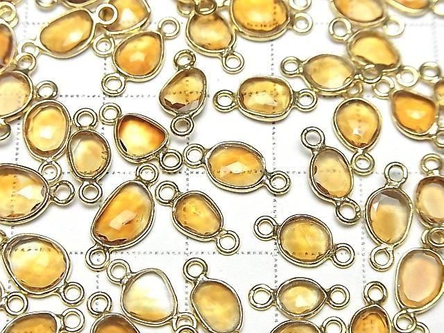 [Video] High Quality Citrine AAA Bezel Setting Freeform Rose Cut [Both Sides] 18KGP 3pcs