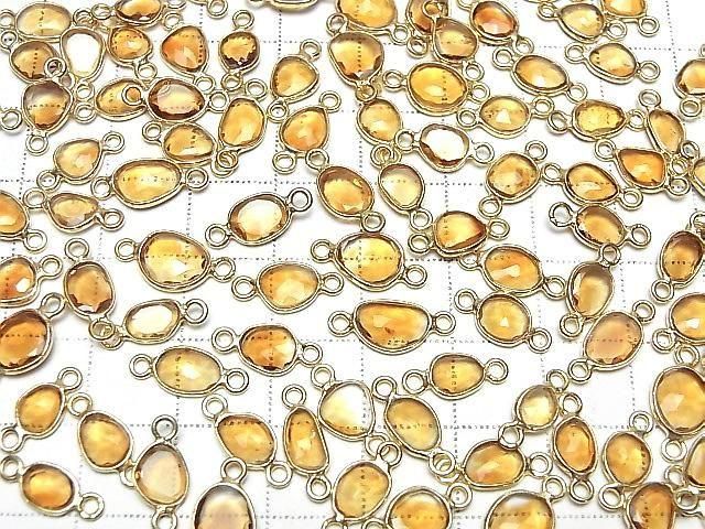[Video] High Quality Citrine AAA Bezel Setting Freeform Rose Cut [Both Sides] 18KGP 3pcs