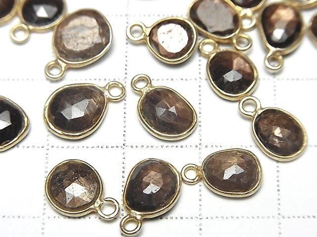 [Video] Golden Sheen Sapphire AAA Bezel Setting Freeform Rose Cut [One Side] 18KGP 3pcs