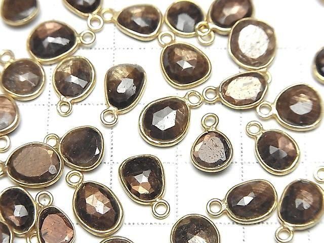 [Video] Golden Sheen Sapphire AAA Bezel Setting Freeform Rose Cut [One Side] 18KGP 3pcs