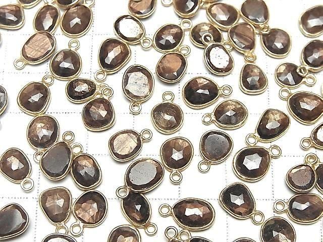 [Video] Golden Sheen Sapphire AAA Bezel Setting Freeform Rose Cut [One Side] 18KGP 3pcs