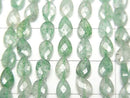 [Video] High Quality! Green Aventurine Vertical Hole Faceted Pear Shape 6x4mm 1strand beads (approx. 15 inches/36 cm)